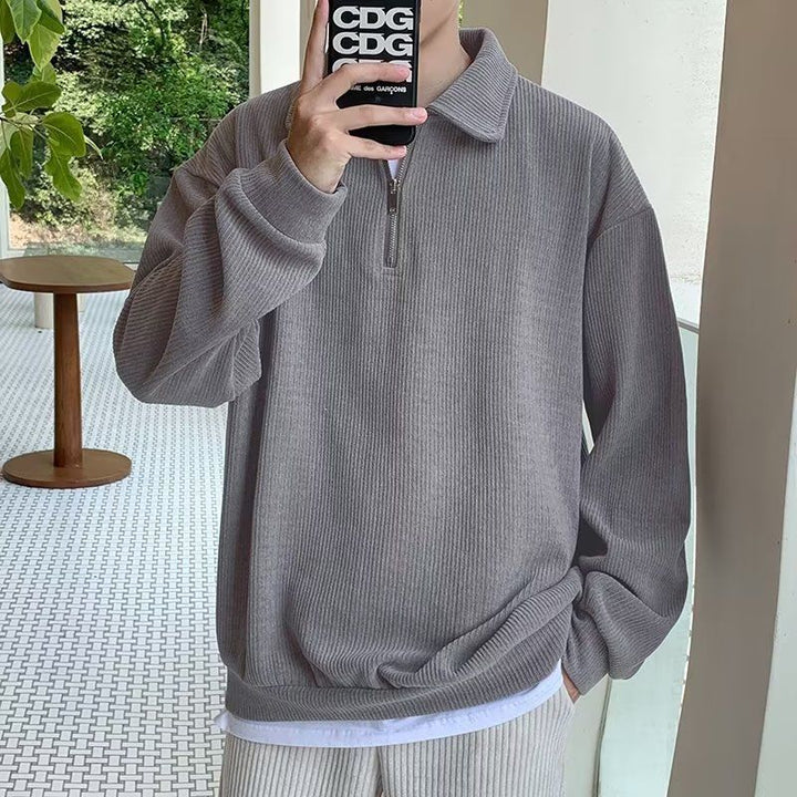 Herren Sweatshirt Cardigan mit Fleece-Futter in Schwarz