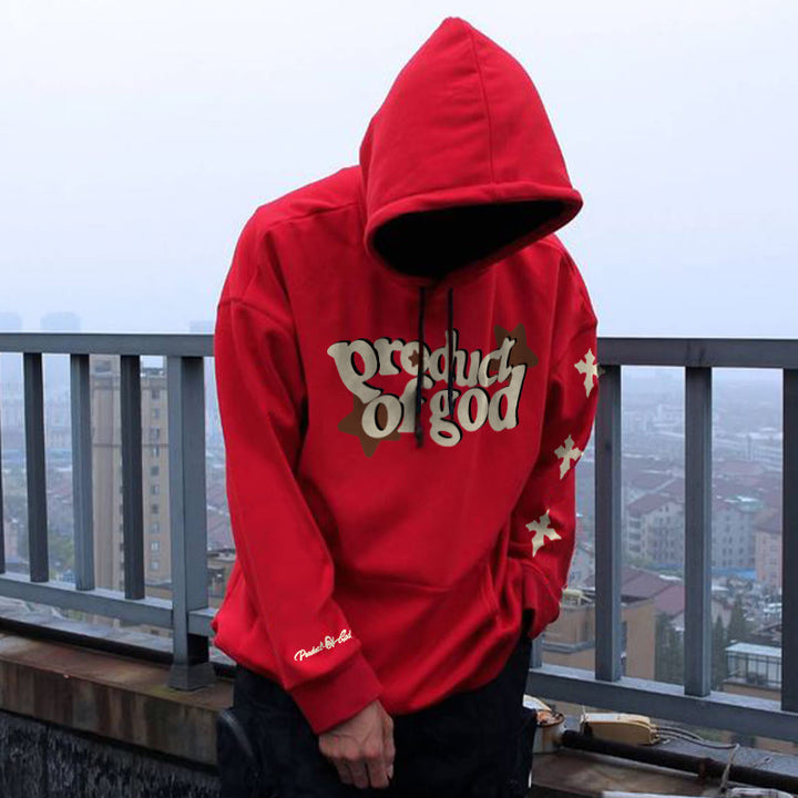 Herren Kapuzenpullover mit Kordelzug und Kängurutasche, bedruckt