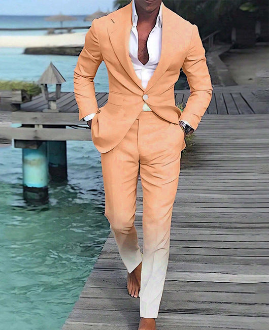 Herren Anzugjacke mit 3D-Muster in Grün, Orange und Pink