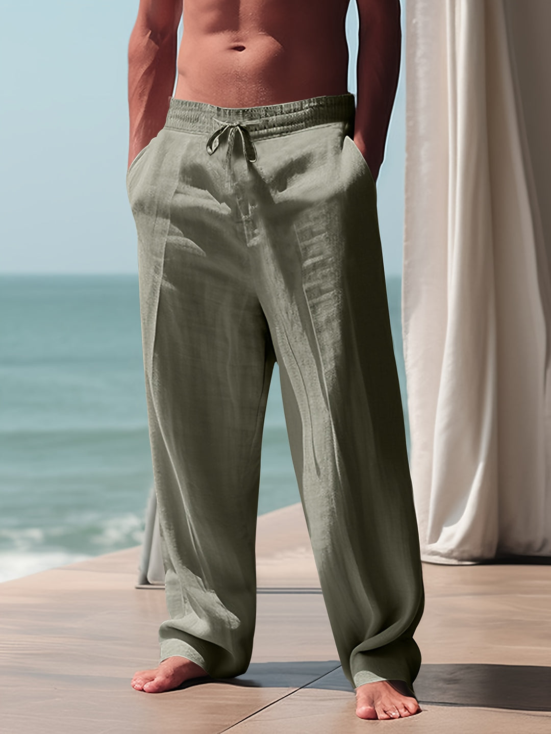 SwissFellas Herren Freizeithose mit geradem Bein und Kordelzug, lockere Passform