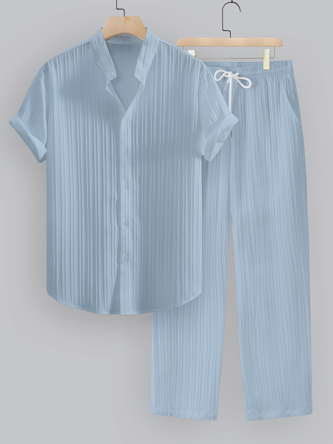 SwissFellas Herren Zweiteiler-Set mit Kurzarmhemd und Hose, reguläre Passform