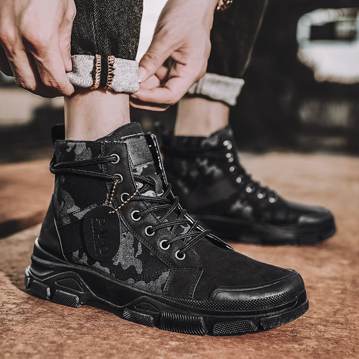 Camouflage Herrenstiefel im Casual-Look, Seitenansicht