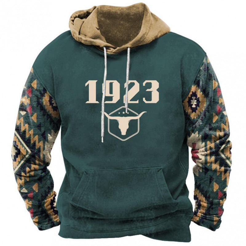 Herren Kapuzenpullover mit Print, lockere Passform