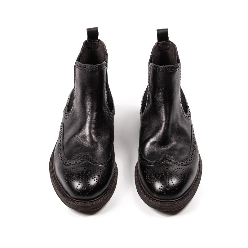 Herren Brogues aus Leder in Schwarz mit Retro-Stil