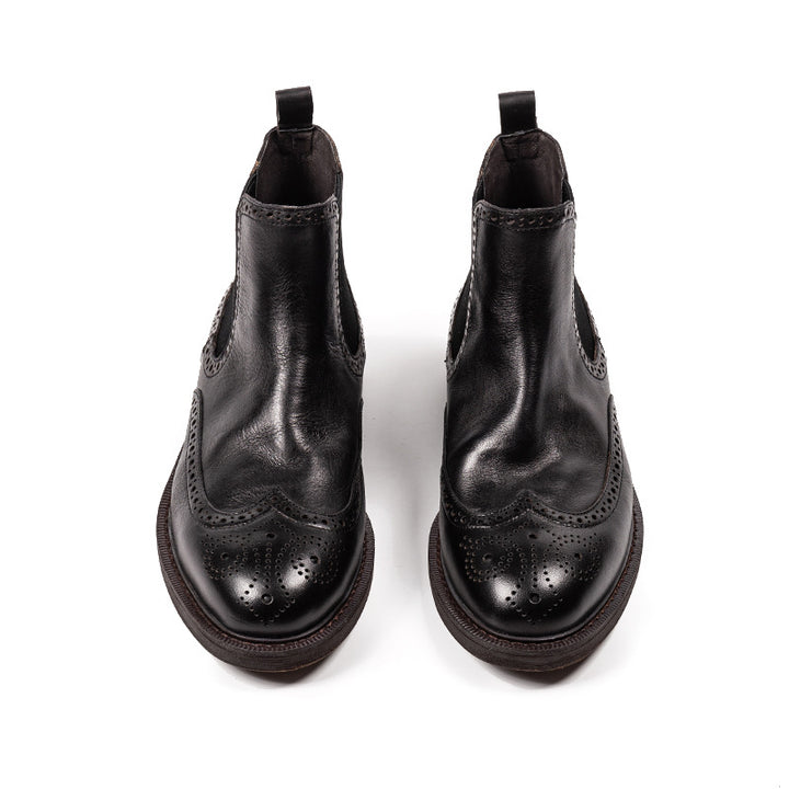 Herren Brogues aus Leder in Schwarz mit Retro-Stil