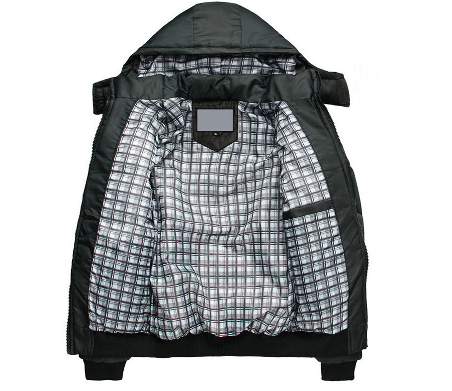 Schwarze Winterparka für Herren, Frontansicht