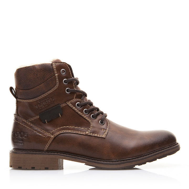Herren Winterstiefel mit Plüschfutter in Schwarz und Braun