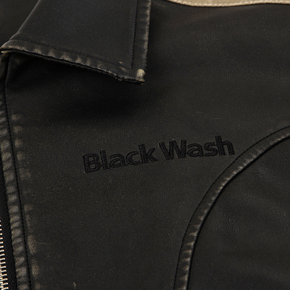 Herren Lederjacke im Used-Look in Schwarz und Khaki