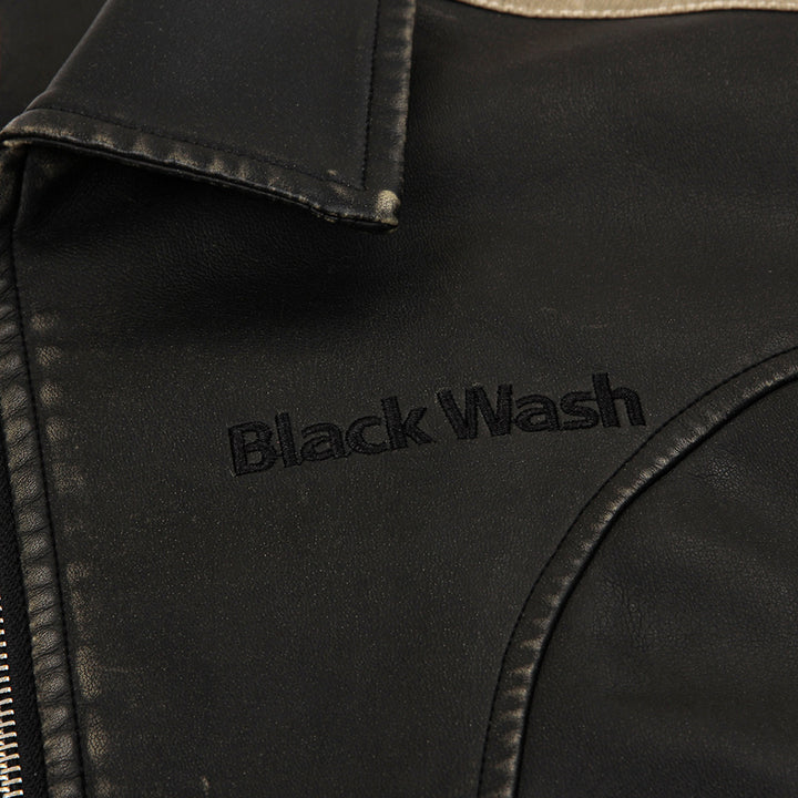 Herren Lederjacke im Used-Look in Schwarz und Khaki
