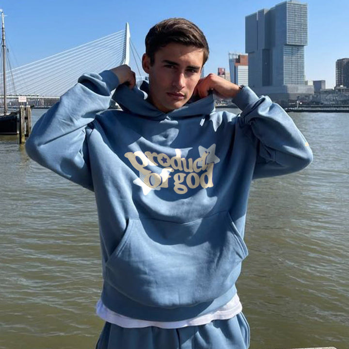Herren Kapuzenpullover mit Kordelzug und Kängurutasche, bedruckt