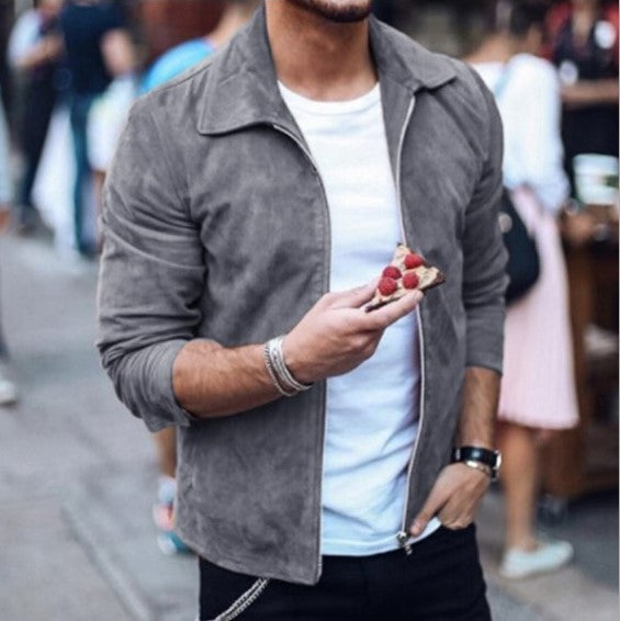 Herren Sweatjacke mit Umlegekragen und Reissverschluss
