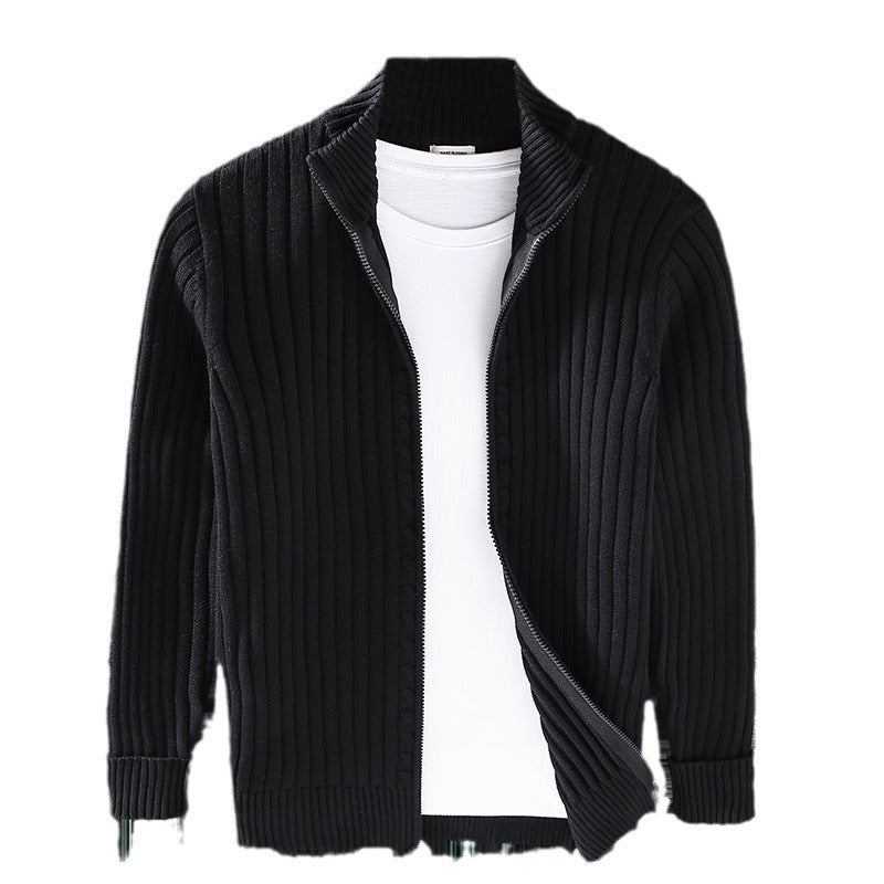 Herren Pullover-Jacke im Casual-Look in Schwarz