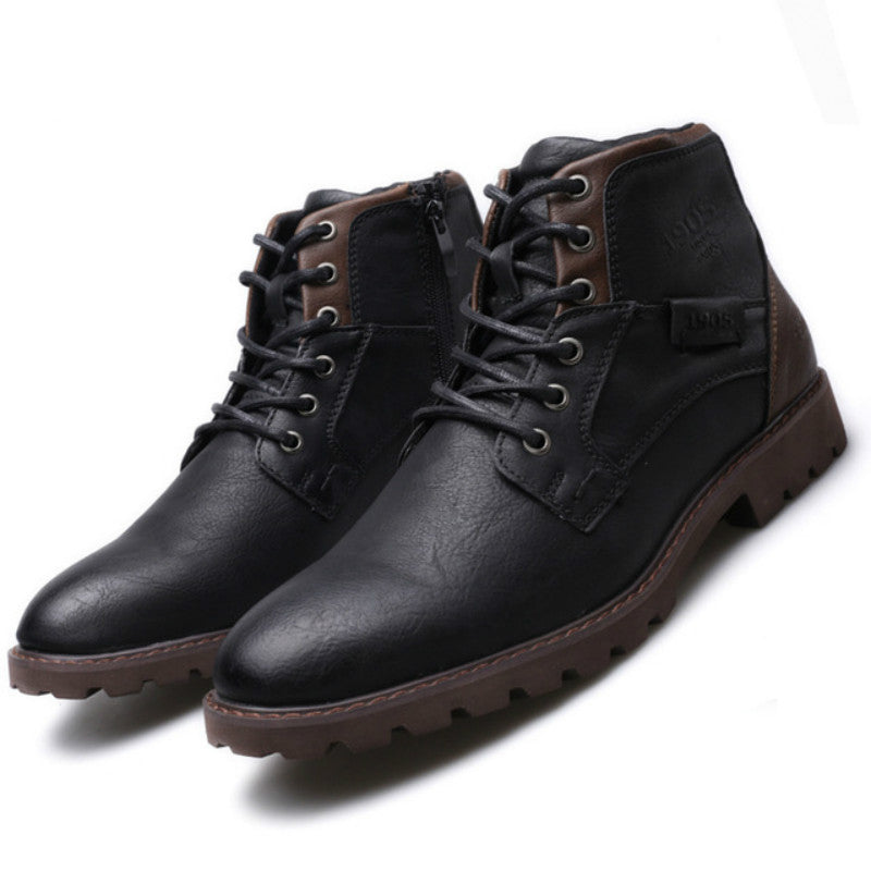 Herren Winterstiefel mit Plüschfutter in Schwarz und Braun
