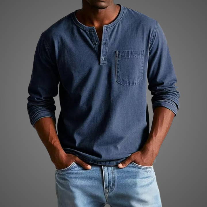 Nataniel | Herren Henley Shirt mit langem Arm