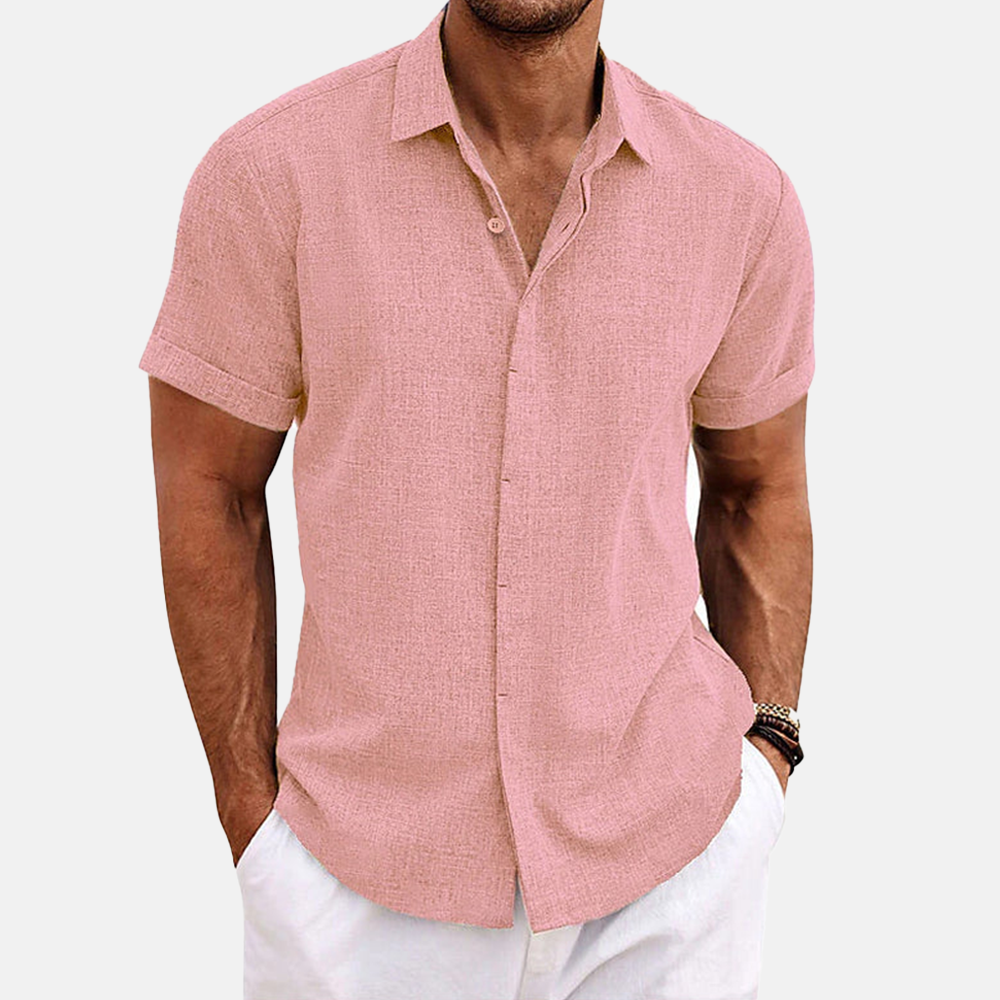 Herren Button-Up Hemd | Kurzarmhemd mit Strukturierter Optik | Gerader Schnitt | Freizeitlook