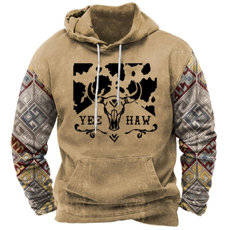 Herren Kapuzenpullover mit Print, lockere Passform