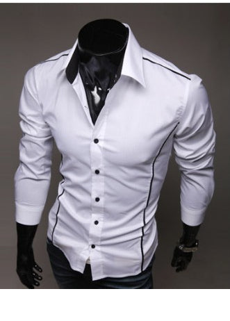 Herren Langarmhemd Slim Fit in Schwarz
