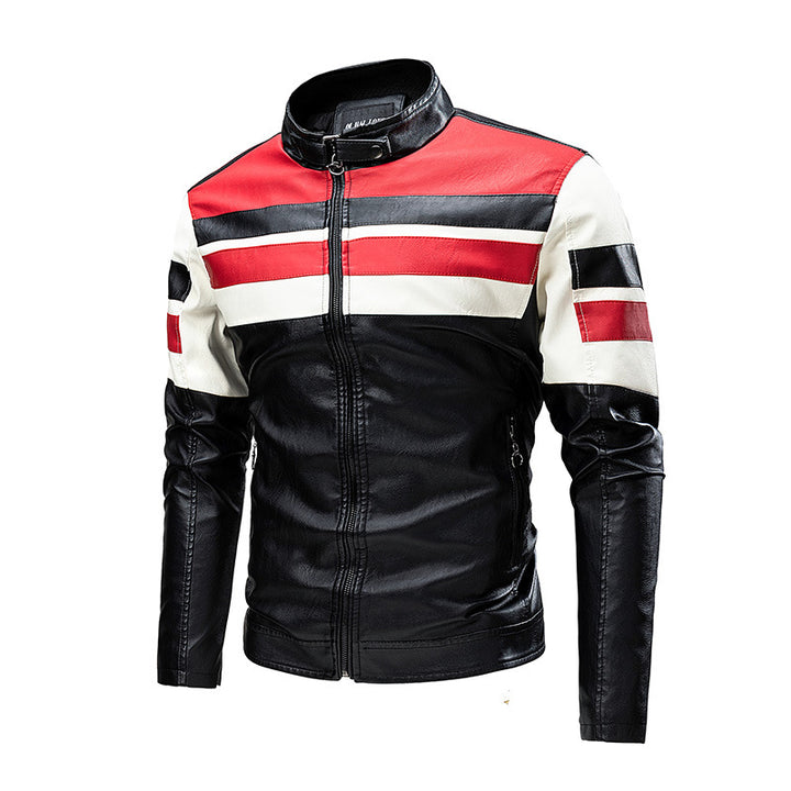 Herren Motorradjacke Retro mit Stehkragen Vorderansicht
