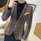 Silvan | Blazer de algodón para hombre en dorado café y azul grisáceo