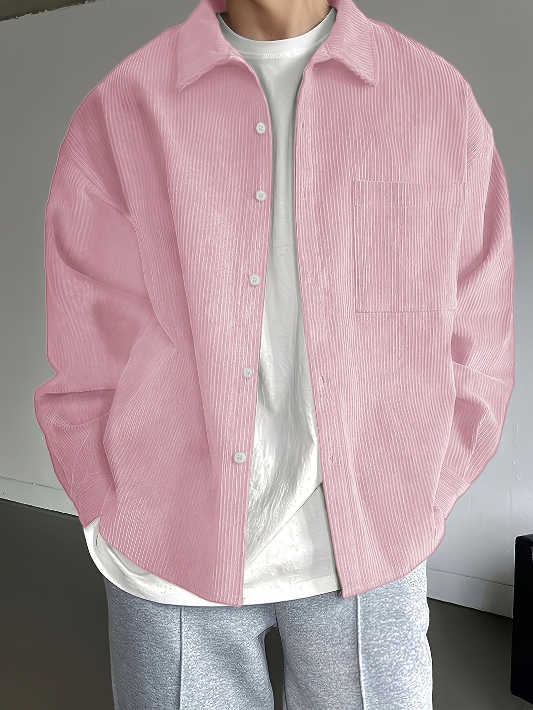 SwissFellas Herren Overshirt Hemdjacke mit Knopfleiste, reguläre Passform