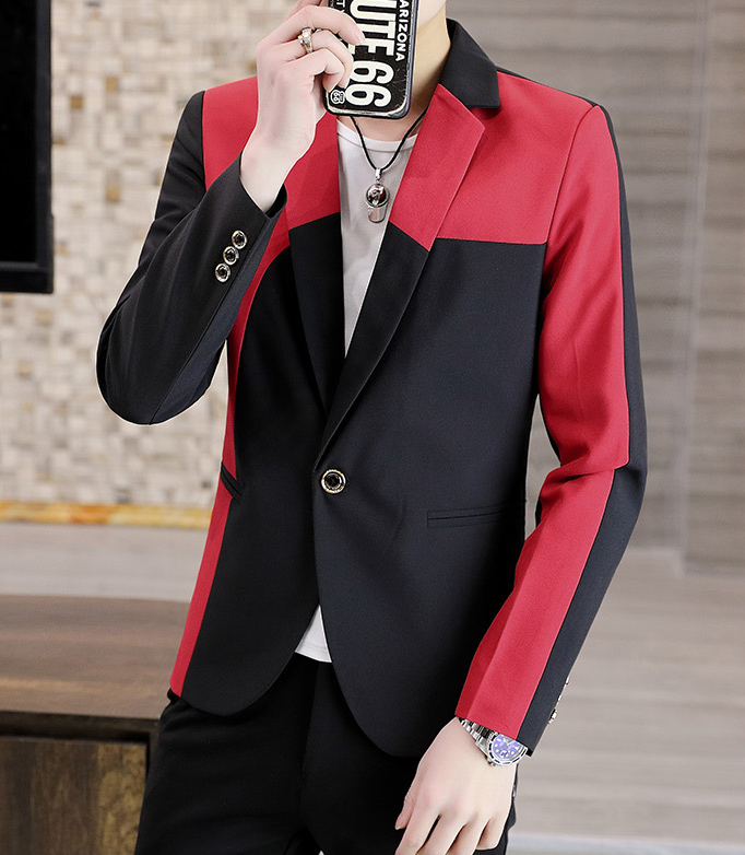Herren Blazer in Schwarz-Rot als Anzugjacke