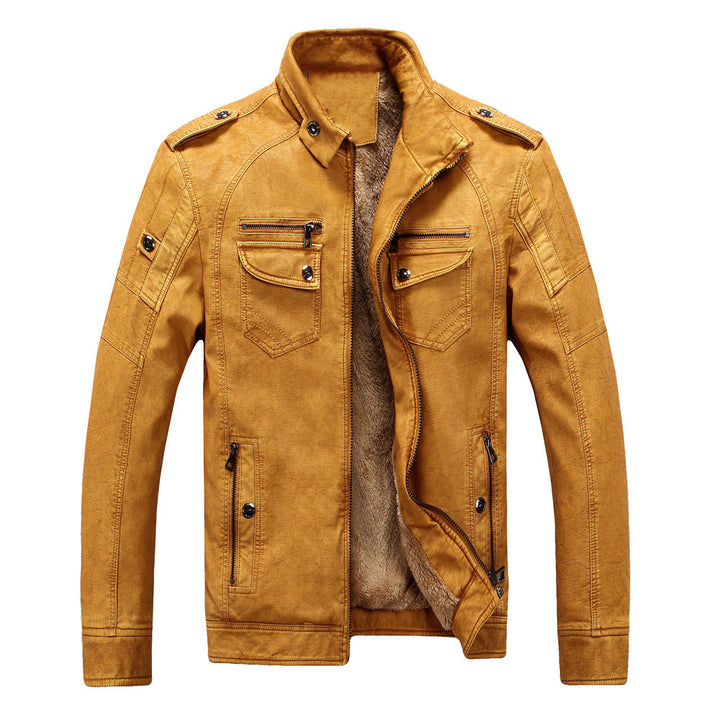 Herren Lederjacke im Retro-Look mit Stehkragen
