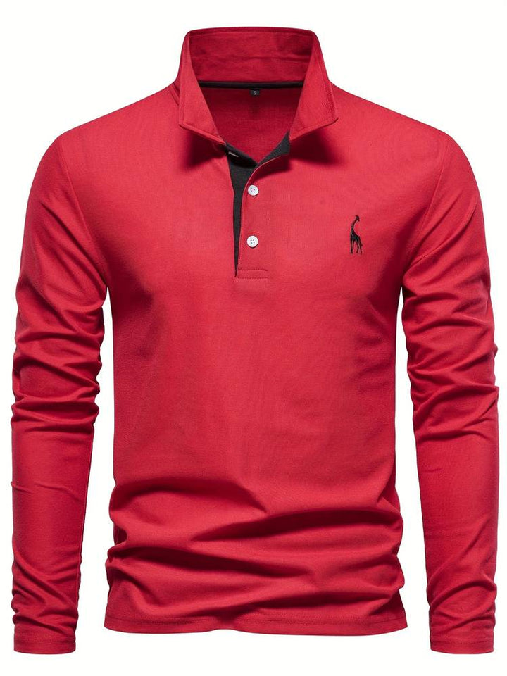 Sweater mit Polokragen und Knopfleiste - rot
