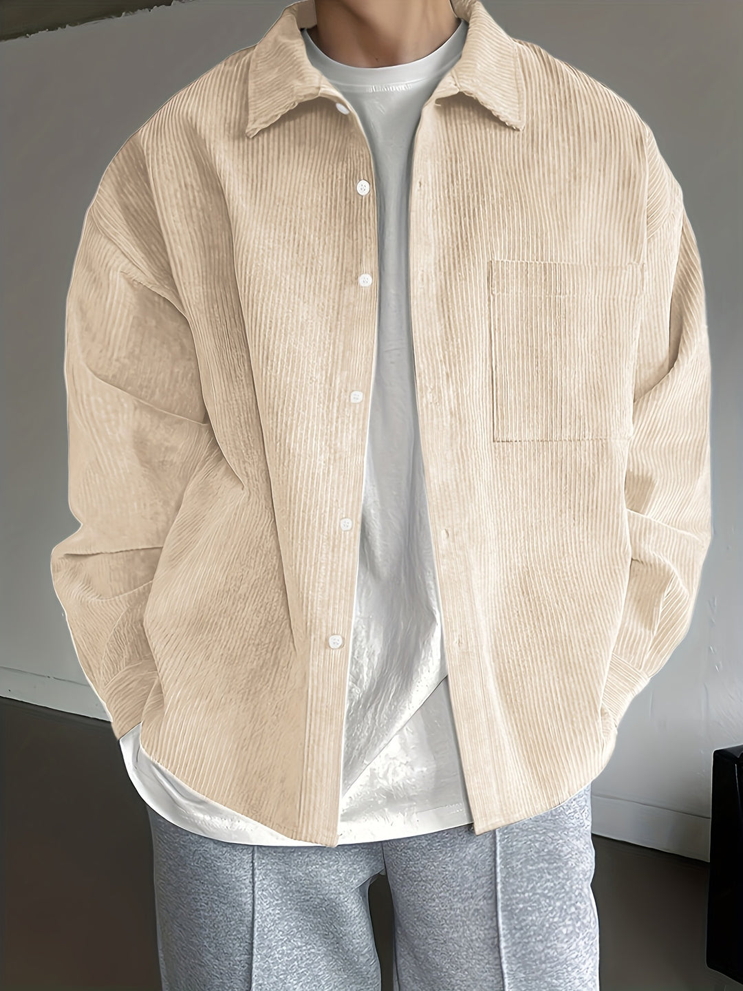 SwissFellas Herren Overshirt Hemdjacke mit Knopfleiste, reguläre Passform