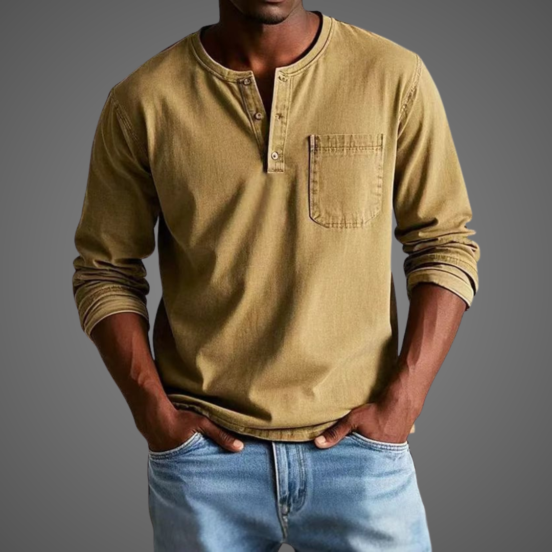 Nataniel | Herren Henley Shirt mit langem Arm