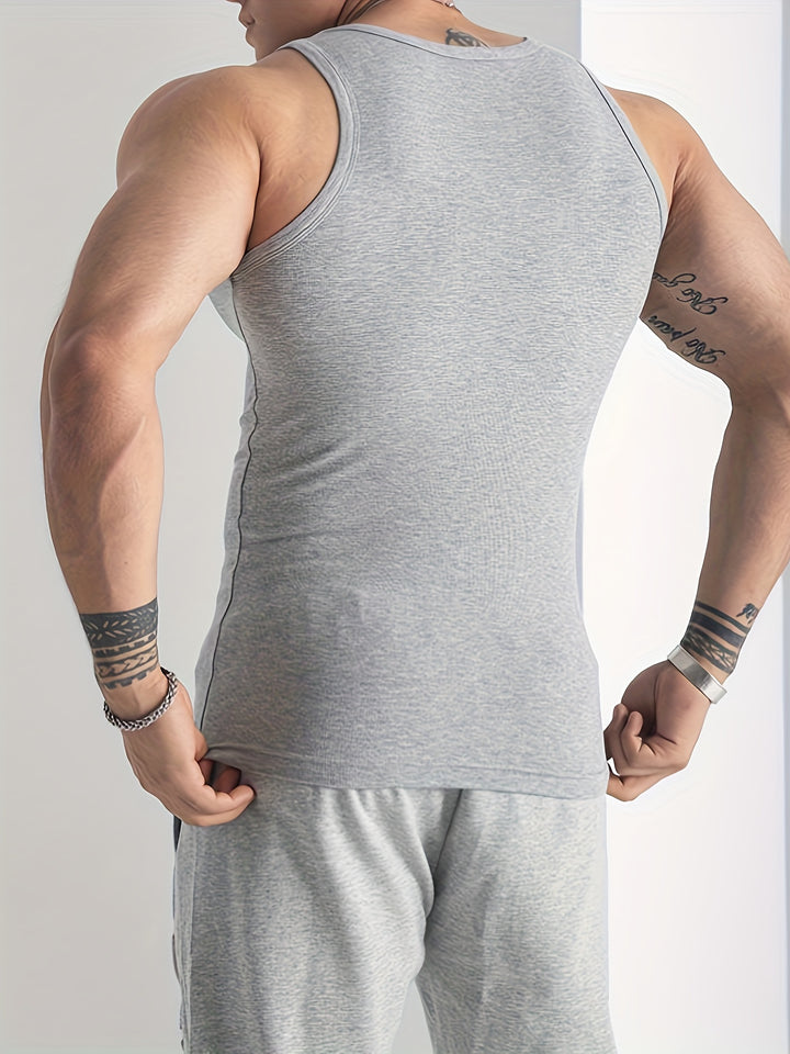 SwissFellas Herren Tank Top ärmellos mit Rundhalsausschnitt, schmale Passform