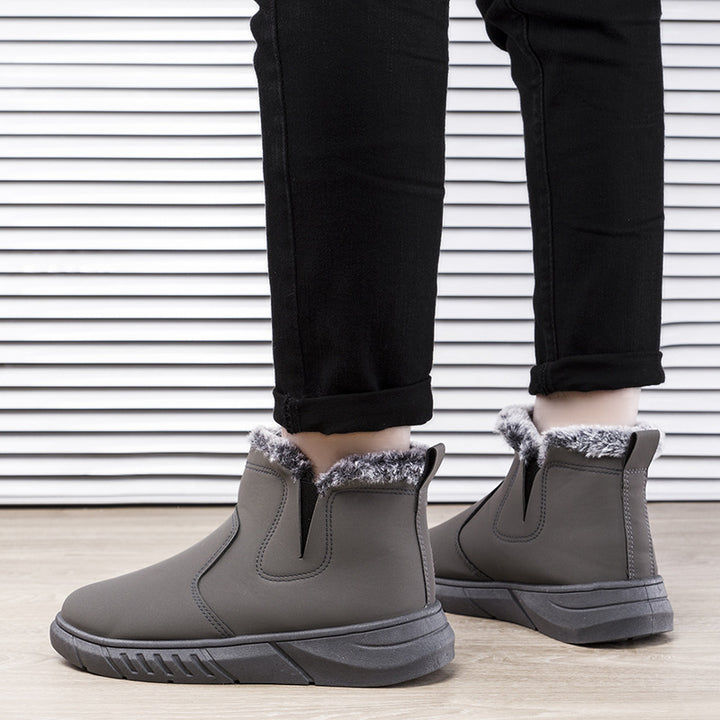 Herren Winterstiefeletten mit Plüschfutter in Schwarz