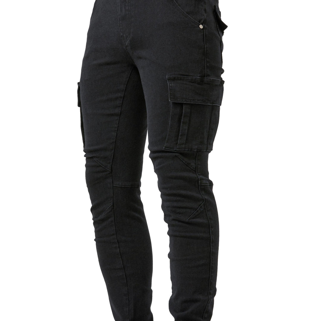 SwissFellas Herren Cargo Jeans mit schmal zulaufendem Bein, schmale Passform
