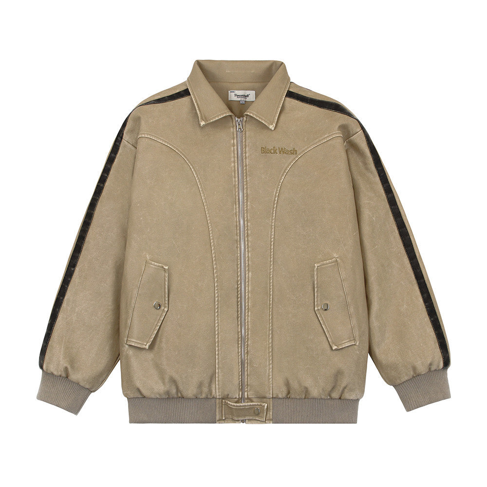 Herren Lederjacke im Used-Look in Schwarz und Khaki