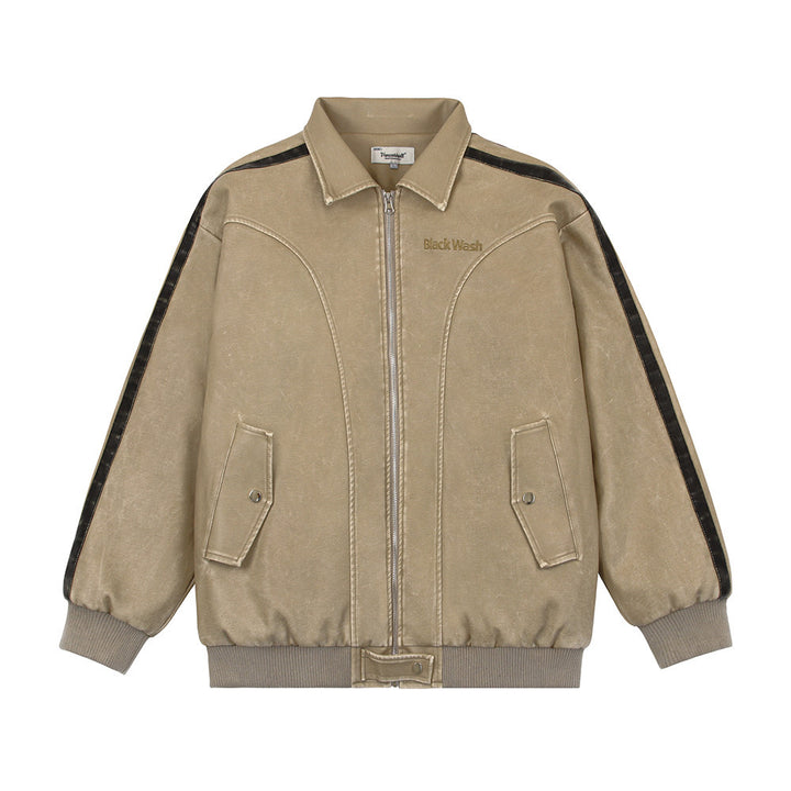 Herren Lederjacke im Used-Look in Schwarz und Khaki
