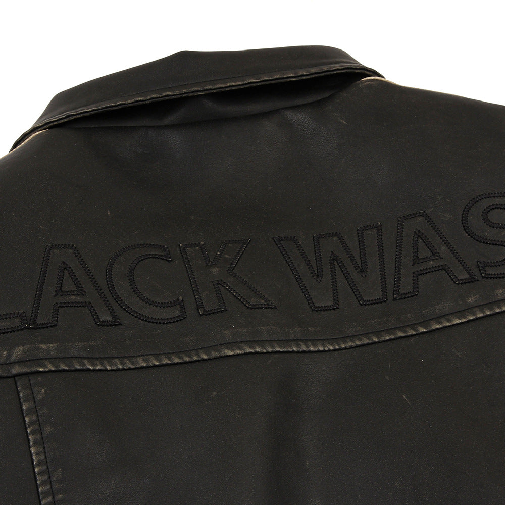 Herren Lederjacke im Used-Look in Schwarz und Khaki