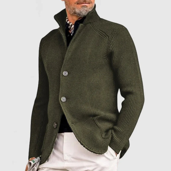 Strickjacke für Herren mit Stehkragen - grün