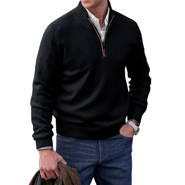 Anton | Herren Kaschmir Pullover mit Reißverschluss