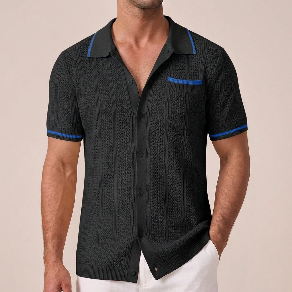 Arvid | Herren Strick Polo mit Knopfleiste
