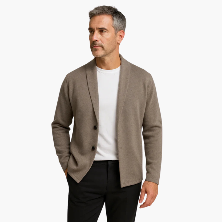 SwissFellas Herren Strickjacke mit V-Ausschnitt und Knopfleiste, reguläre Passform