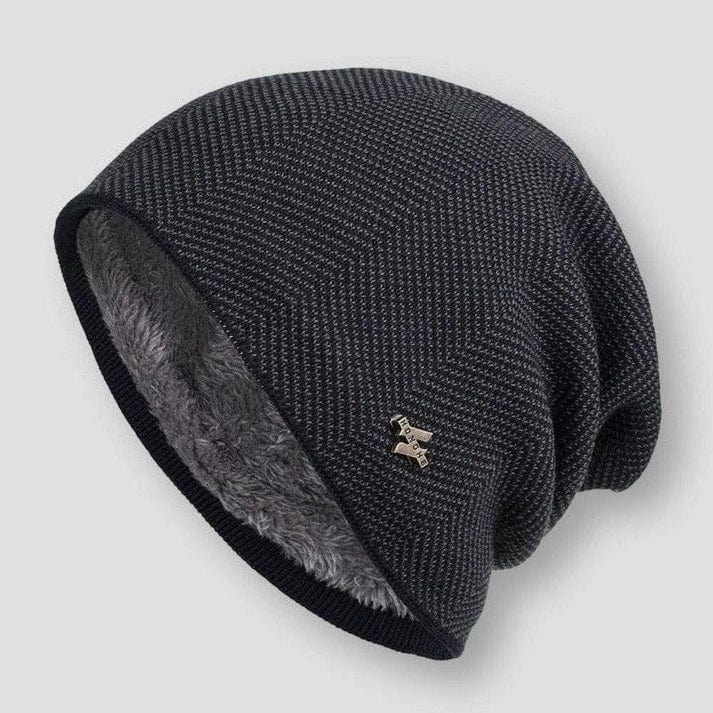 Strickmütze für Herren mit Innenfutter - dunkel grau