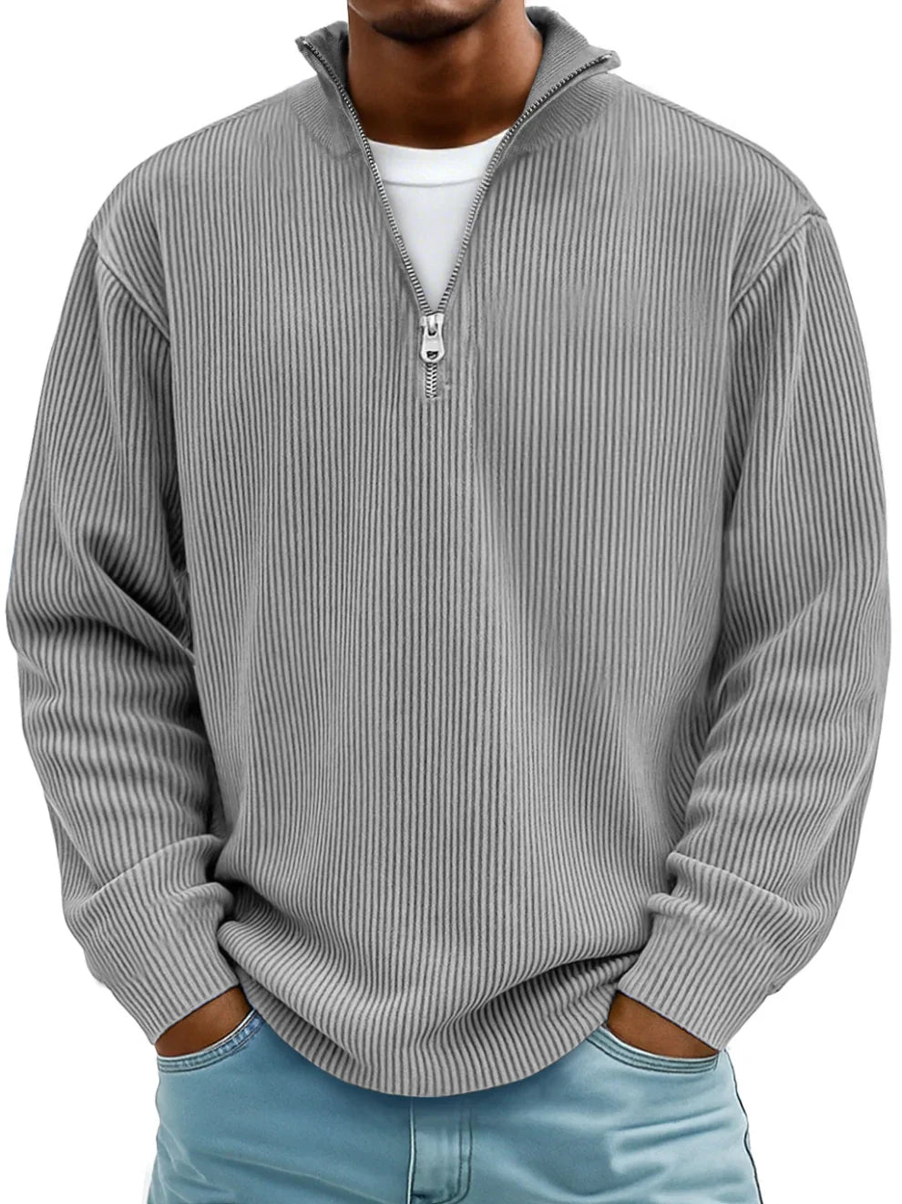 Lio | Men's Sweater with Zipper Collar