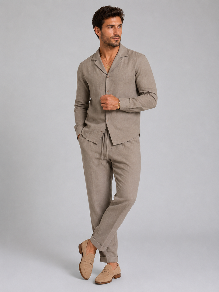 Arthur | Herren Hemd-Hosen-Set im Leinen-Stil mit lockerer Passform