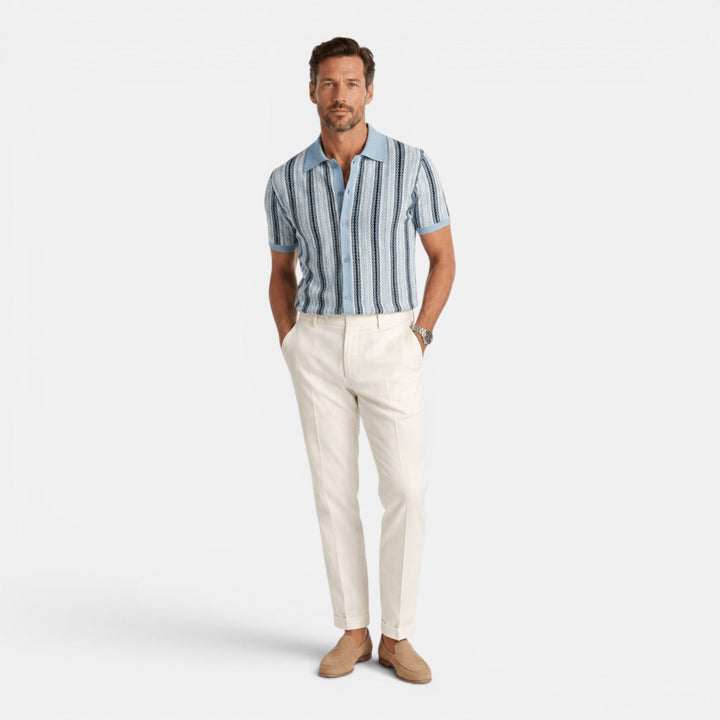 Elias | Herren Strick Polo mit Streifen