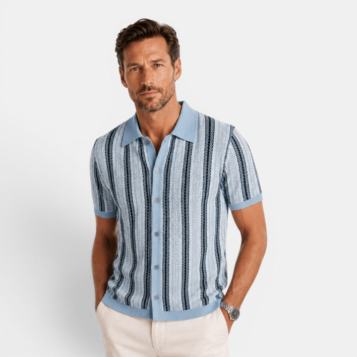 Elias | Herren Strick Polo mit Streifen