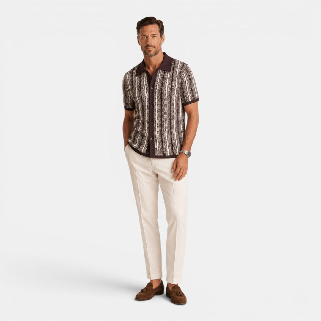 Elias | Herren Strick Polo mit Streifen