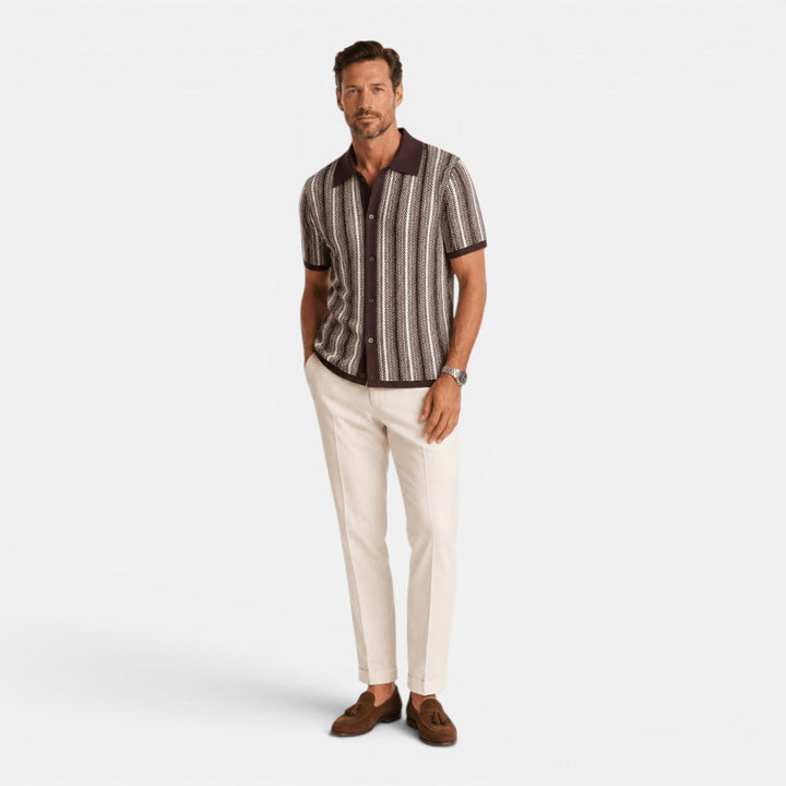 Elias | Herren Strick Polo mit Streifen