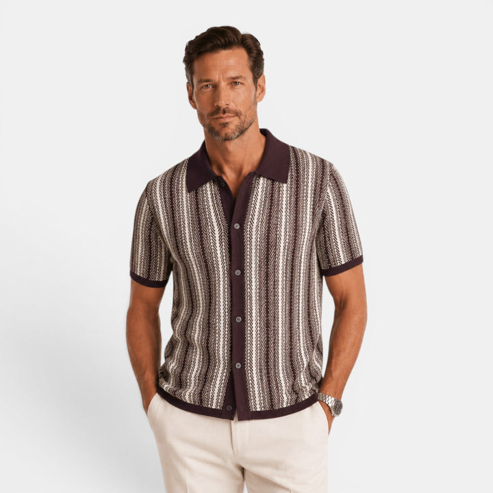 Elias | Herren Strick Polo mit Streifen