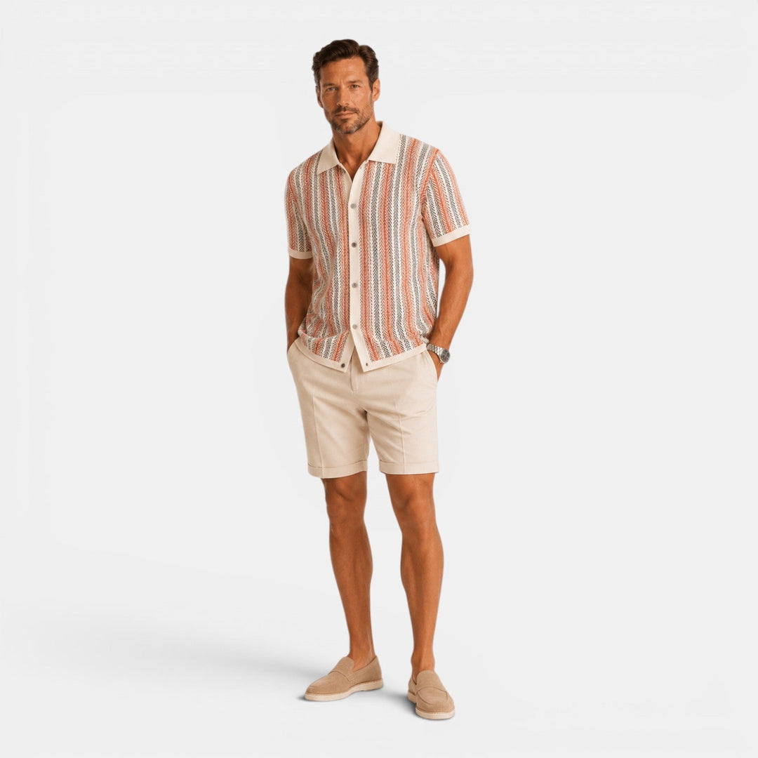 Elias | Herren Strick Polo mit Streifen