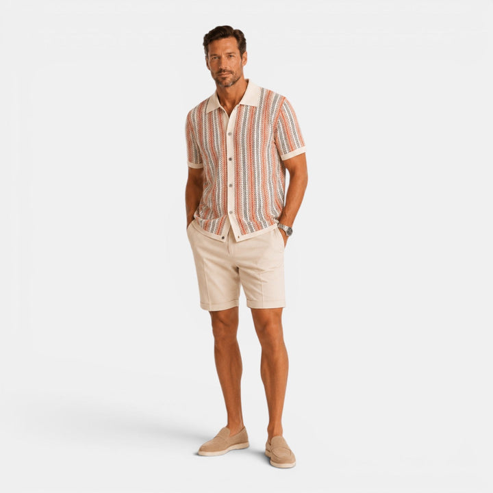 Elias | Herren Strick Polo mit Streifen