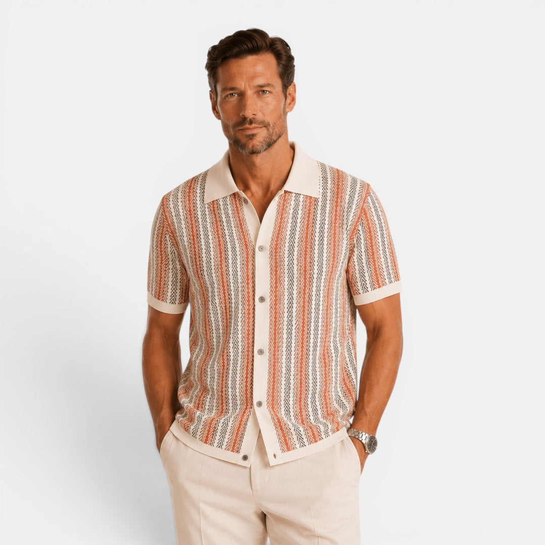 Elias | Herren Strick Polo mit Streifen